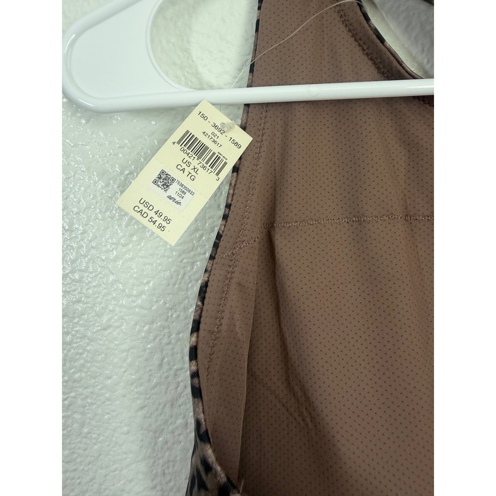 OFFLINE by Aerie Goals Gloss Leopard Print Sports Bra High Neck Brown XL NWT - Picture 9 of 10